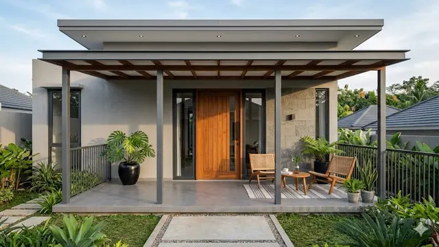 Warna Cat Teras Rumah Minimalis Modern Anti Noda Hujan