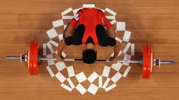 Namun pada angkatan snatch kedua, Eko harus gagal dan diambil alih oleh lifter China, Li Fabin karena berhasil mengangkat 141 kg. Angkatan snatch ketiga pun demikian, sehingga Eko menempati urutan kedua dengan selisih 4 kg di angkatan Snatch. (Foto: AFP/Pool/Chris Graythe)