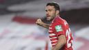 Jorge Molina. Striker berusia 39 tahun yang kini memasuki musim kedua bersama Granada ini menjadi pencetak hattrick tertua di Liga Spanyol saat Granada menang 4-1 atas tamunya Real Mallorca pada pekan ke-18 musim 2021/2022, 19 Desember 2021, saat berusia 39 tahun dan 241 hari. (AFP/Jorge Guerrero)