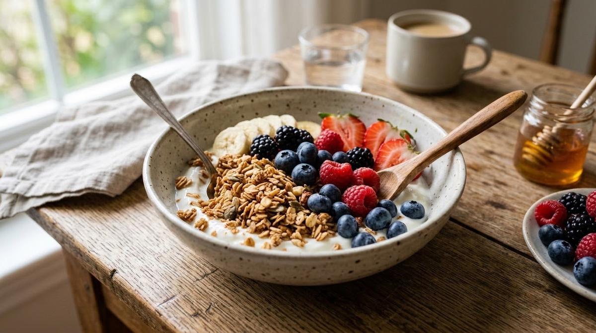 Yogurt dengan Granola dan Buah