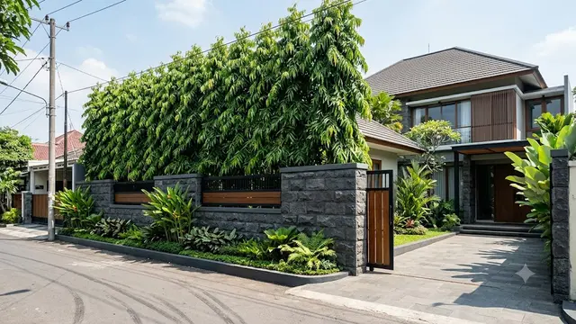Inspirasi Pagar Rumah dengan Glodokan Tiang dan Batu Alam/AI Generated