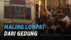 Aksi maling melompat dari gedung ke gedung . Kejadian itu terjadi di Jalan Rakyat, Medan, Sumatera Utara.