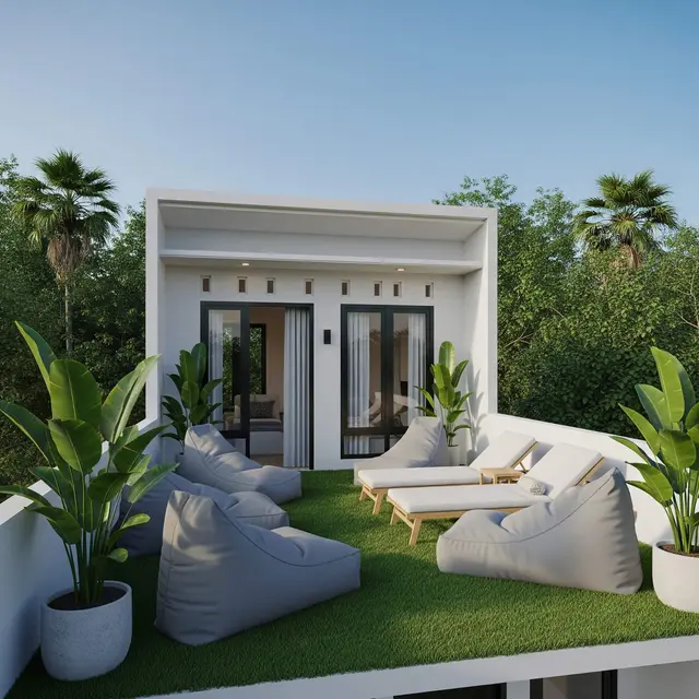 Desain Rumah Kecil dengan Rooftop Garden
