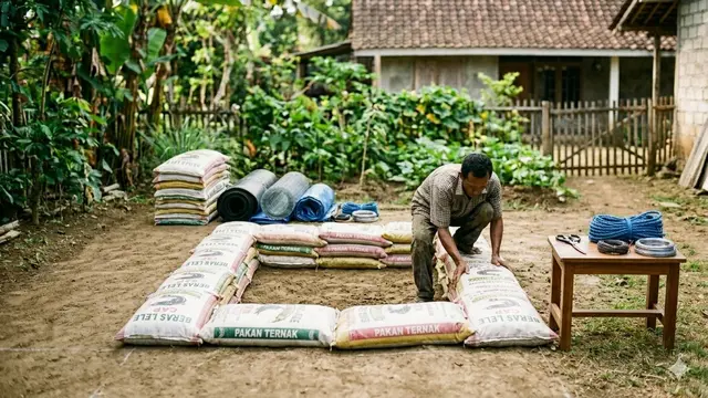 Cara Membuat Kolam Ikan dari Karung Tanpa Perlu Cor Semen