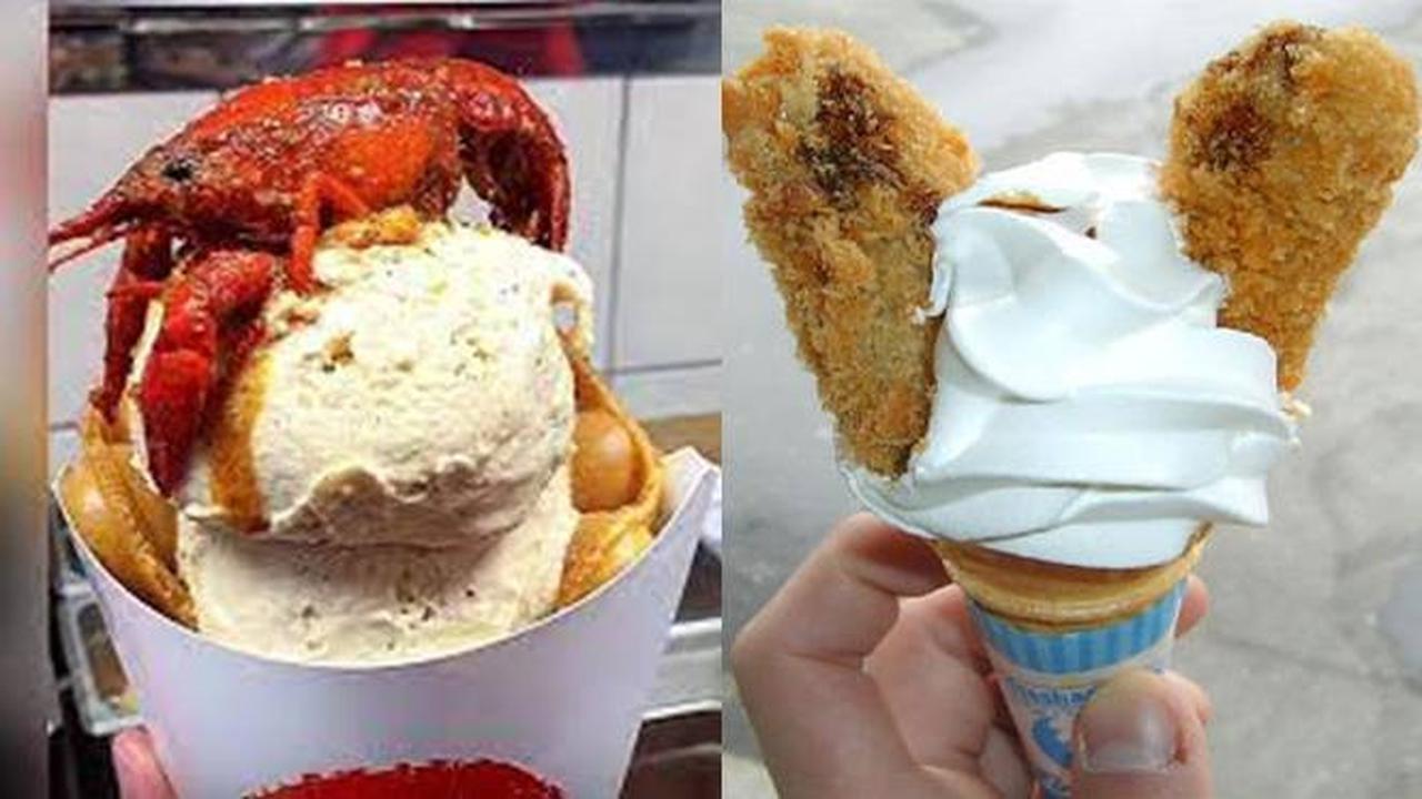 7 Potret Nyeleneh Topping Ice Cream, Ada Tiram Hingga Sushi