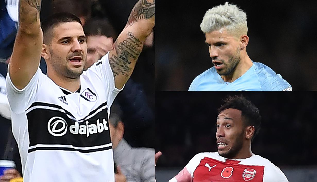 Sergio Aguero masih memuncaki daftar top scorer Premier League hngga pekan ke-13 meski gagal mencetak gol di pertandingan terakhir. (Kolase foto AFP)