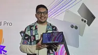 Product Marketing Manager Xiaomi Indonesia Rendy Tonggo saat peluncuran Redmi Pad Pro, Selasa (23/7/2024). (Liputan6.com/ Agustin Setyo Wardani).