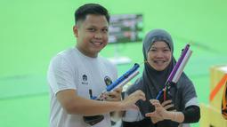 Berlaga di Shooting Racne Sports Authority of Thailand, Iqbal/Arista sukses berhasil membekuk wakil Vietnam, Trinh Thu Vinh/Pham Quang Huy, dengan skor 17-9. (Bola.com/Bagaskara Lazuardi)