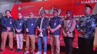 Jajaran KPU RI bersama KPU Jawa Barat, dan KPU Kota Depok saat melaunching pendaftaran PPK secara nasional di kantor KPU Depok. (Liputan6.com/Dicky Agung Prihanto)