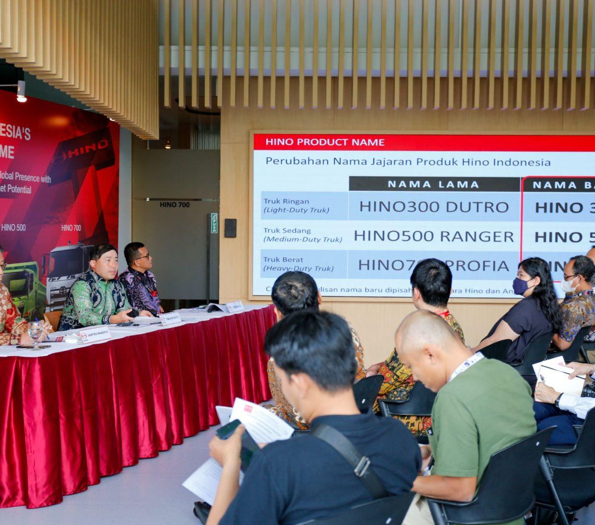 Nama truk Hino300
Dutro menjadi Hino 300 di segmen light duty truck, Hino500 Ranger menjadi Hino 500 (medium
duty truck), dan Hino700 Profia menjadi Hino 700 (heavy duty truck)