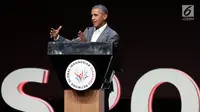 Presiden AS ke-44, Barack Obama menjadi pembicara dalam acara 4th Congress of Indonesian Diaspora di Kota Kasablanka, Jakarta, Sabtu (1/7). (Liputan6.com/Johan Tallo)