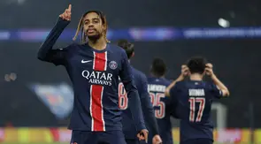 Tujuh gol PSG dicetak oleh pemain berbeda. Bradley Barcola membuka keunggulan lewat golnya di menit ke-20. (Thibaud MORITZ/AFP)