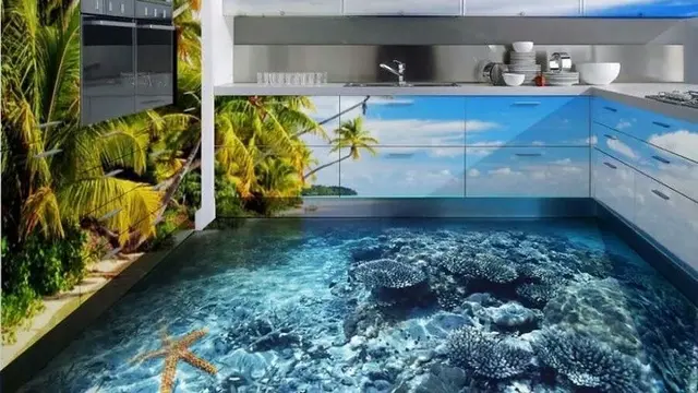 Unik, 7 Kreasi Desain Lantai Rumah Bertema Tiga Dimensi