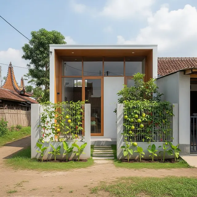 Rumah Minimalis di Desa Ukuran 5x8 dengan Kebun Buah Vertikal
