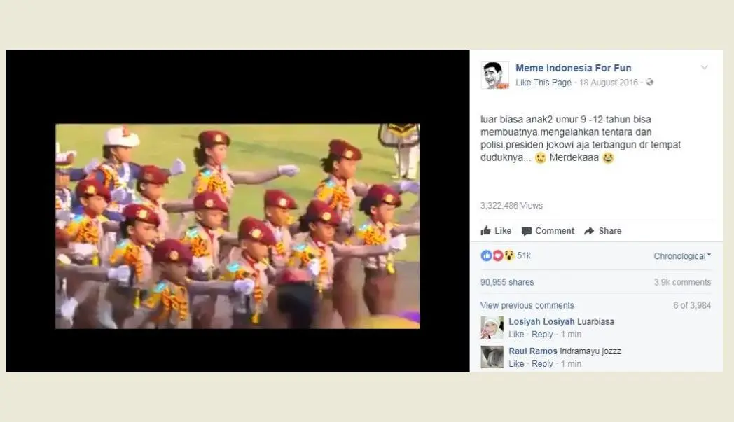 Keren! Video Aksi Paskibra Cilik Ini Sudah Ditonton Jutaan Kali. (Foto: Facebook)