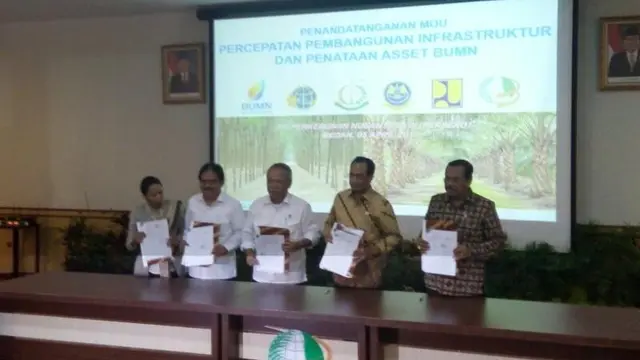 Penandatangan MoU soal Pengamanan Aset BUMN (Foto: Ilyas/Liputan6.com)