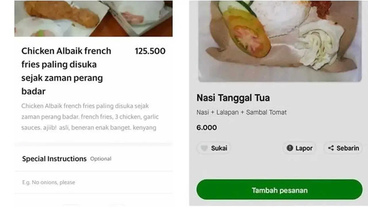 8 Potret Nama Menu Makanan di Aplikasi Ojek Online Ini Nyeleneh Banget