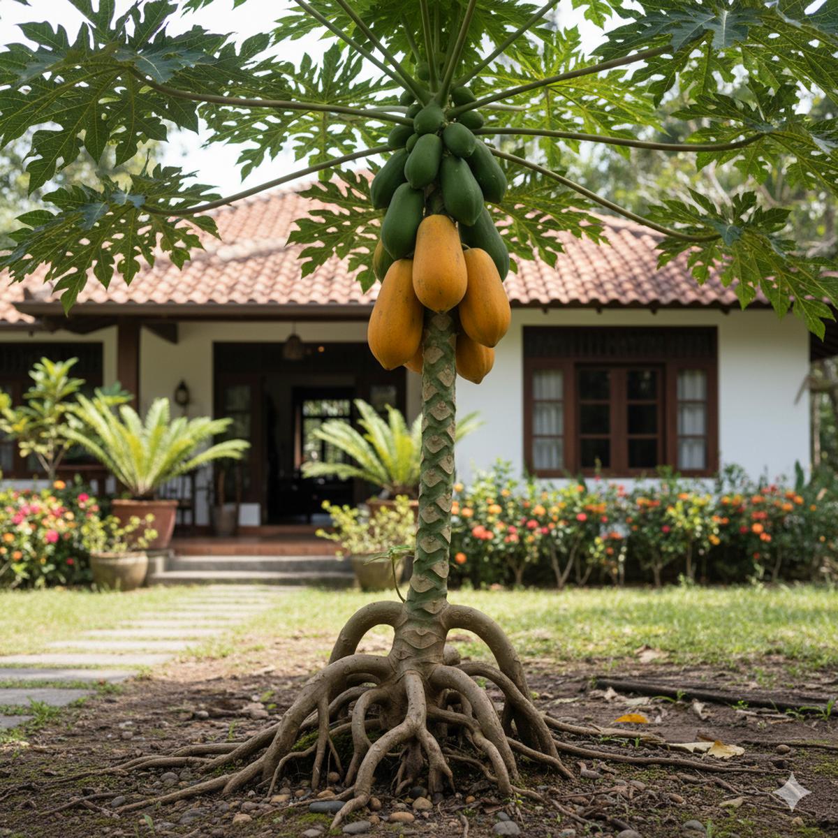 Pohon Pepaya di Halaman Depan Rumah