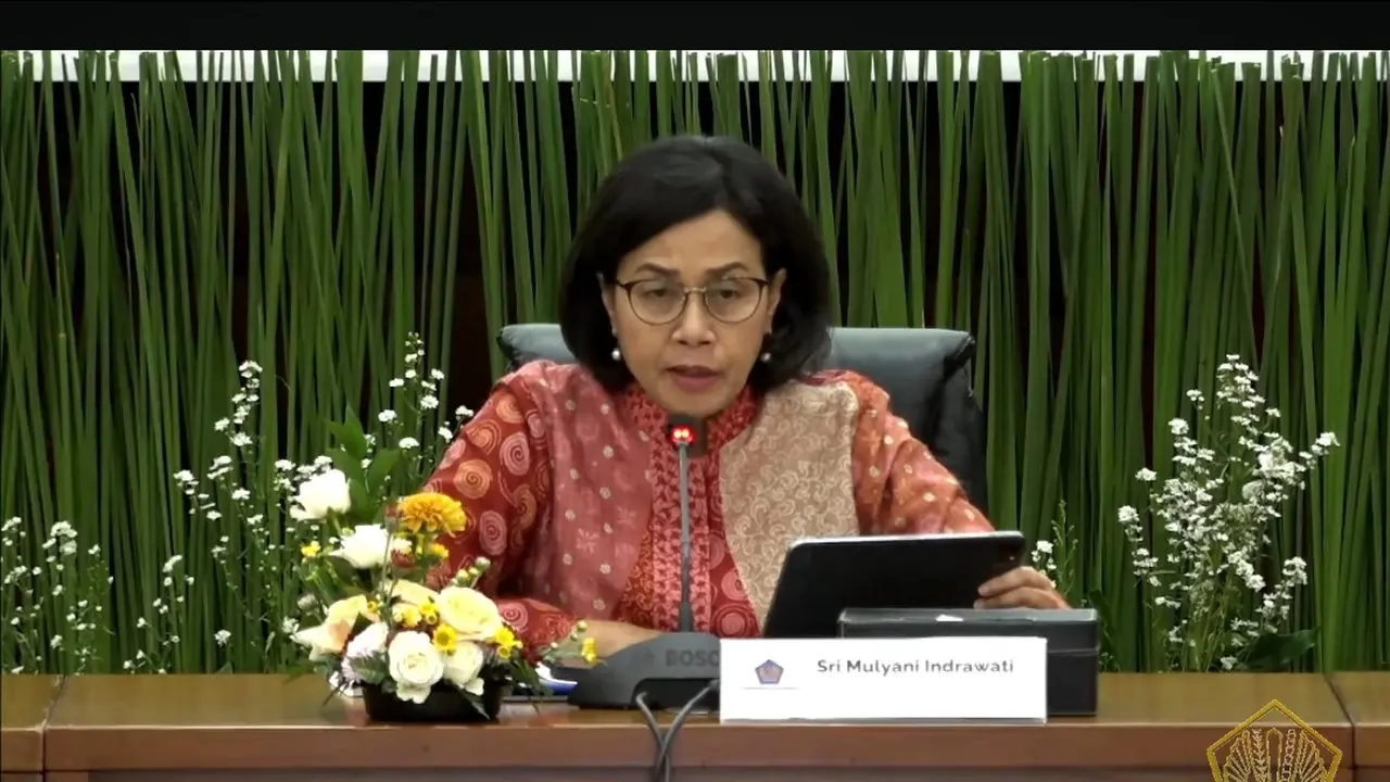 Menteri Keuangan Sri Mulyani Indrawati saat konferensi pers THR ASN 2024, Jumat, (15/3/2024). (Foto: tangkapan layar/Arief RH)