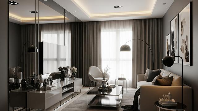 Abu-abu Tua dan Cermin – Mewah tapi Tetap Luas