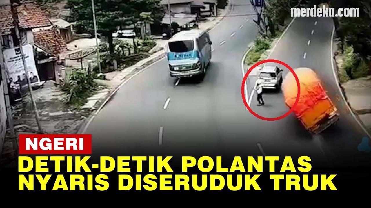 VIDEO: Truk Gabah Oleng Timpa Terios di Nagreg, Nyaris Seruduk Polisi