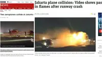 Beberapa media asing turut memberitakan peristiwa tabrakan pesawat Batik Air dan Trans Nusa di Lanud Halim Perdanakusuma, Jakarta Timur.