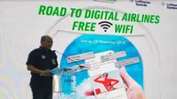 Maskapai berbiaya hemat (LCC) Citilink Indonesia resmi mengumumkan aktivasi inflight connectivity yaitu fasilitas wifi gratis dalam penerbangan. (Foto:Merdeka.com/Wilfridus S)