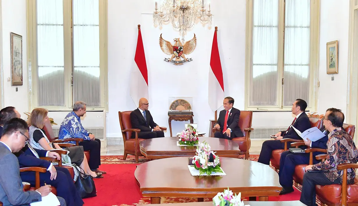Investasi tersebut untuk infrastruktur cloud dan kecerdasan buatan (AI) di Indonesia. (Vico /Istana Kepresidenan Indonesia via AP)