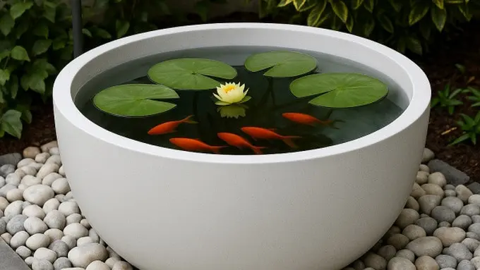 Model Kolam Ikan Mini dari Pot Tanaman (Image by ChatGPT)