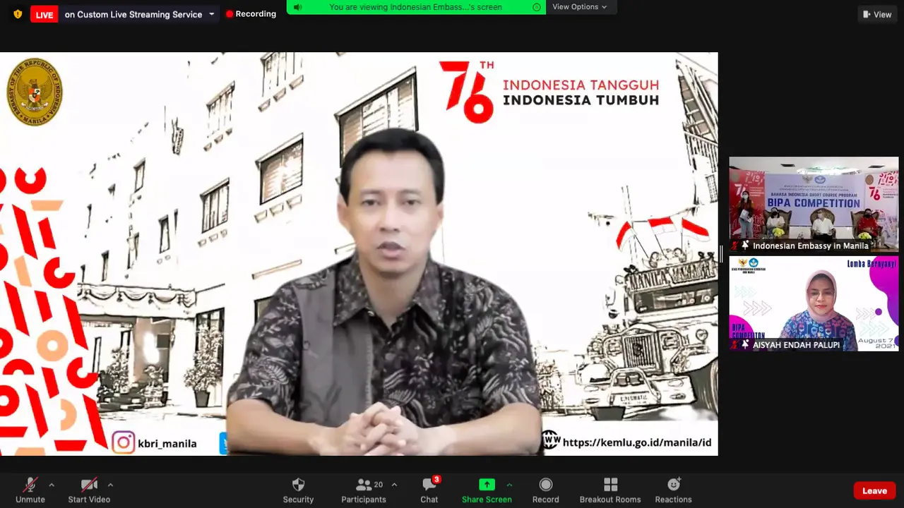 Acara lomba virtual HUT ke-76 RI di Filipina. (KBRI Manila)