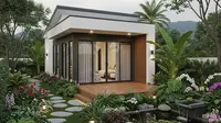 7 Contoh Rumah Kecil Type 45 Modern Minimalis dengan Taman Belakang Bernuansa Tropis