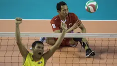 Pevoli Indonesia, Tatag Sugiyono, tampak kecewa dikalahkan Myanmar pada laga Asian Para Games di Tenis Indoor Senayan, Jakarta, Minggu (7/10/2018). Indonesia kalah 0-3 dari Myanmar. (Bola.com/Vitalis Yogi Trisna)