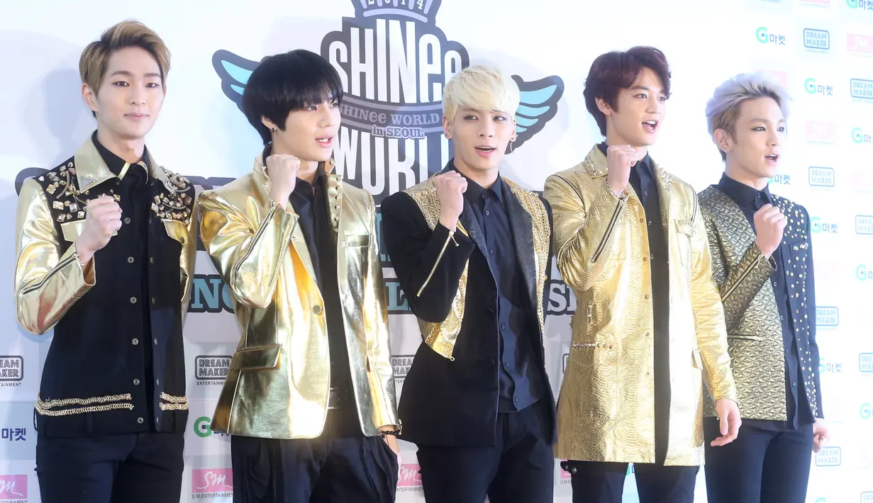 Boyband korea yang sudah mendunia, Shinee yang dibawah management SM Entertaiment. (AFP/Bintang.com)