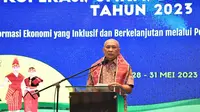 Menteri Koperasi dan UKM (MenKopUKM) Teten Masduki saat membuka Rapat Koordinasi Teknis (Rakortek) Perencanaan Bidang Koperasi, UMKM, dan Kewirausahaan Tahun 2023 di Medan, Sumatera Utara.
