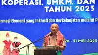 Menteri Koperasi dan UKM (MenKopUKM) Teten Masduki saat membuka Rapat Koordinasi Teknis (Rakortek) Perencanaan Bidang Koperasi, UMKM, dan Kewirausahaan Tahun 2023 di Medan, Sumatera Utara.