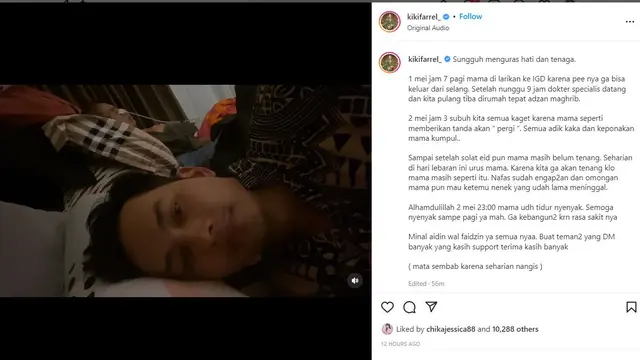 Curahan Hati Kiki Farrel menunggui ibunda