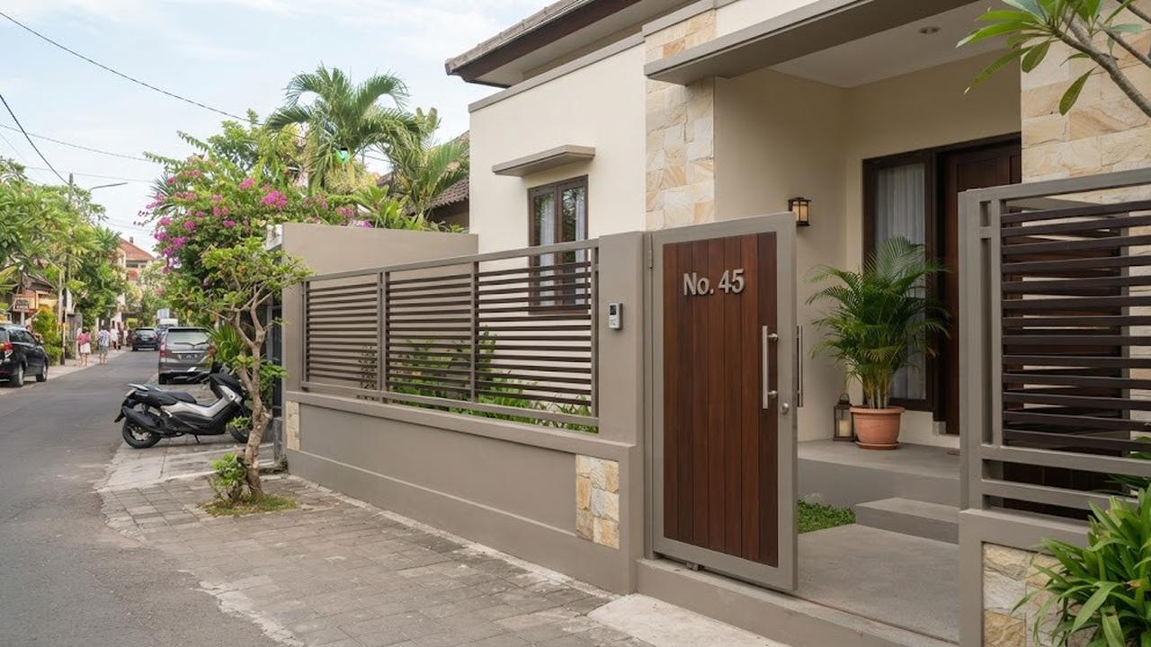 Warna cat pagar warm tone yang terlihat elegan model warm grey