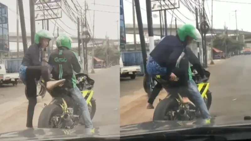 6 Potret Kocak Susahnya Naik Motor Gede