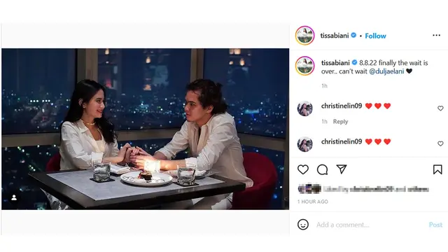 Kasih 'Kode Keras' di Postingan Terbaru, Benarkah Tissa Biani dan Dul Jaelani Siap Nikah Muda?