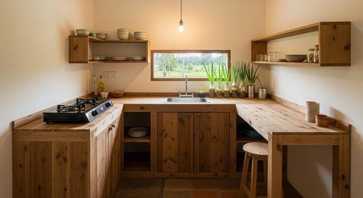 8 Model Dapur Minimalis Bentuk L dengan Tanaman Sayur di Botol, Estetik dan Fungsional