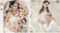 Bunga Jelitha lakukan pemotretan maternity shoot di bak penuh bunga. (Sumber: Instagram/@bungajelitha66)