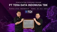 Pencatatan perdana saham PT Tera Data Indonusa Tbk (AXIO), Rabu (20/7/2022) (Foto: BEI)