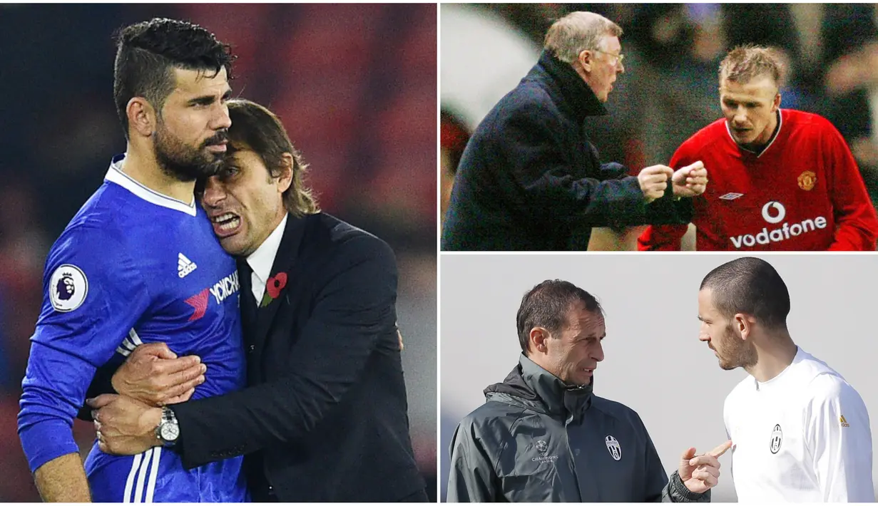 Berikut ini Diego Costa dan empat pemain yang bersitegang dengan sang pelatih. Diantaranya, David Beckham dan Leonardo Bonucci. (Foto-foto Kolase AFP).