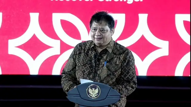 Menteri Koordinator bidang Perekonomian RI, Airlangga Hartarto dalam kick-off atau opening ceremony Presidensi G20 Indonesia.