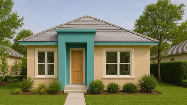 Inspirasi Cat Depan Rumah Warna Hijau dan Krem (created by AI)