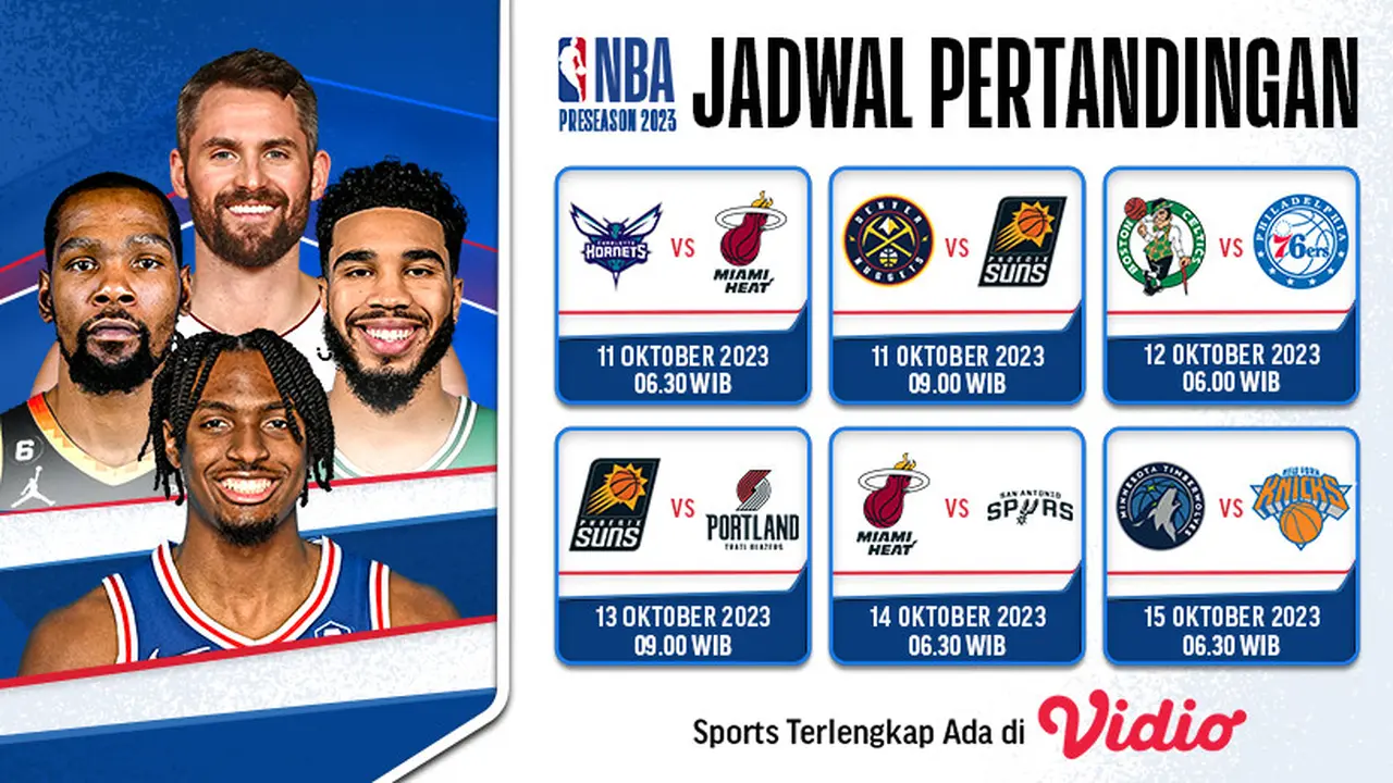 Jadwal dan Link Streaming NBA Pre Season 2023 di Vidio