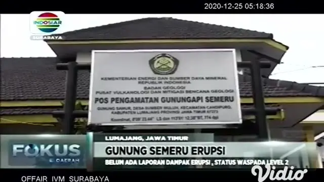 VIDEO: Status Gunung Semeru Tetap Waspada Level 2