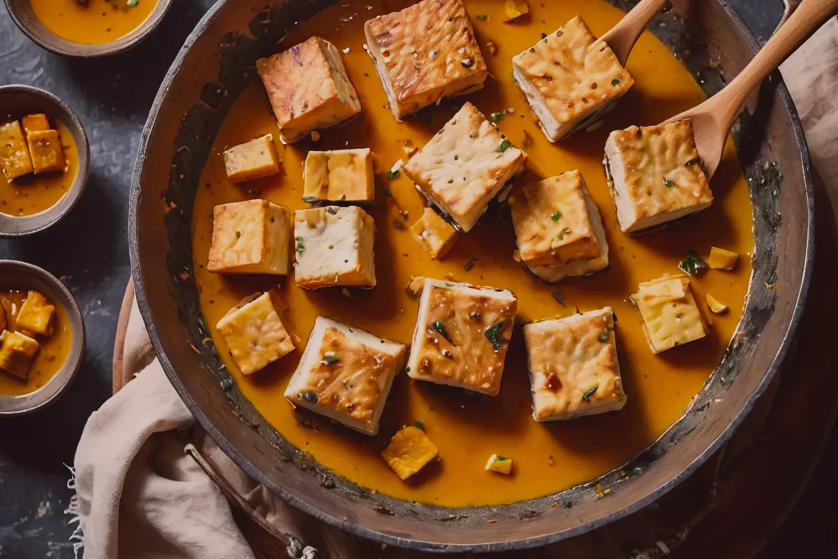 illustrasi sayur tahu kuning