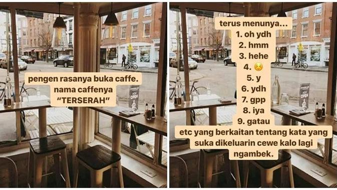 Curhatan Netizen Ingin Buka Warung Bernama 'Terserah' Ini Bikin Cengar-cengir (sumber:Instagram/awreceh.id)