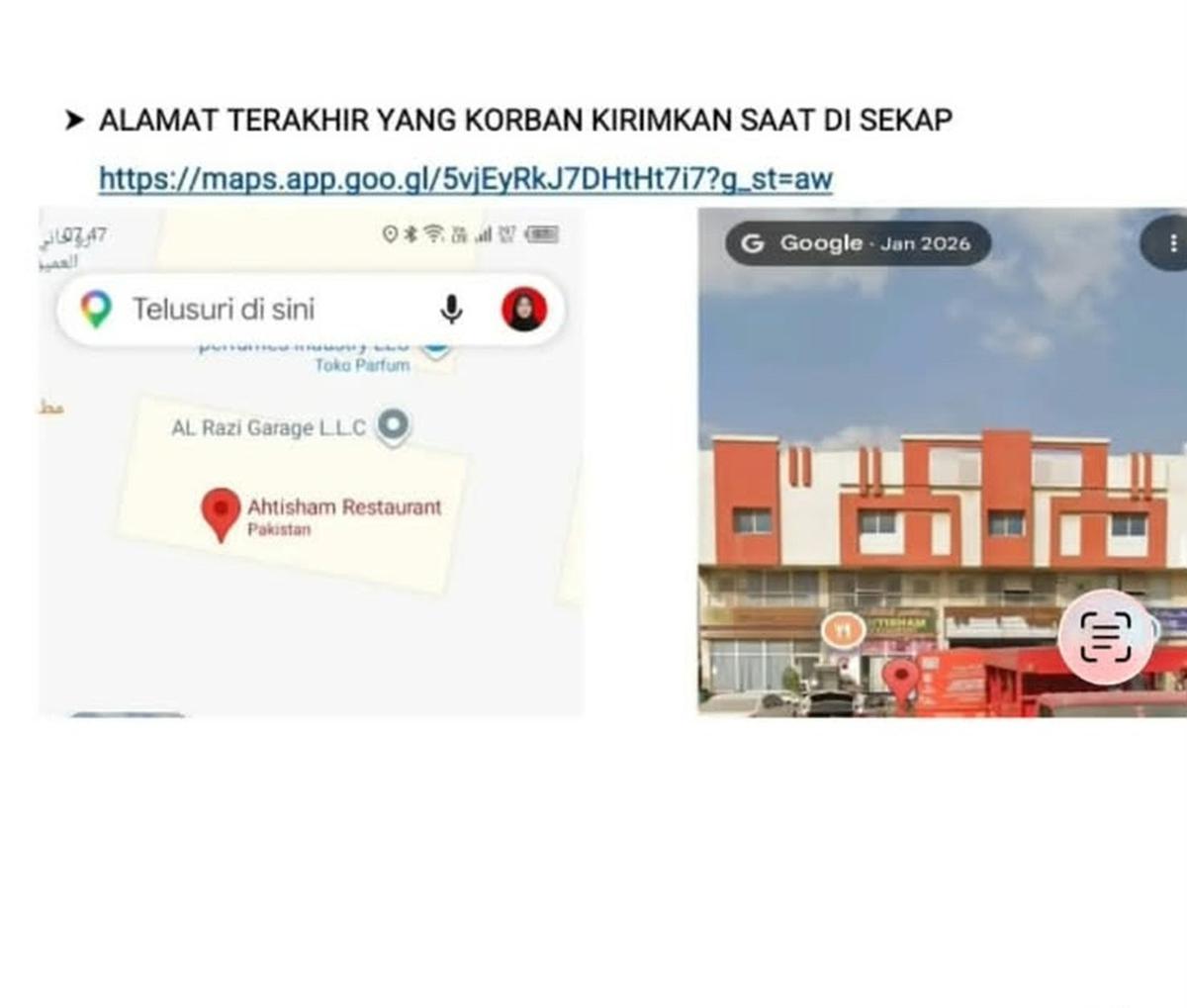 Lokasi terakhir tkw asal bandung barat dilaporkan hilang. (tangkapan layar video).